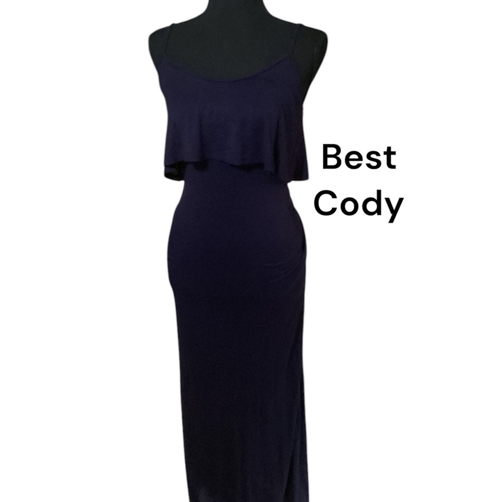 NAVY BLUE SPAGHETTI STRAP MAXI DRESS SOFT TSHIRT MATERIAL SIZE SMALL